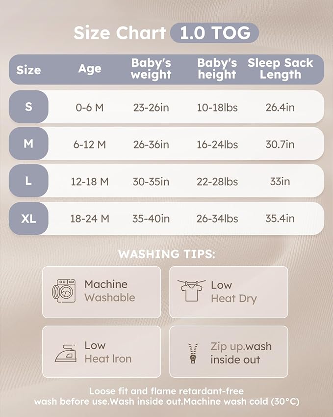Yoofoss Rayon Made from Bamboo Baby Sleep Sack 18-24 Months 1.0 Tog Baby Wearable Blanket, Super Soft Infant Toddler Sleeping Sack 2-Way Zipper