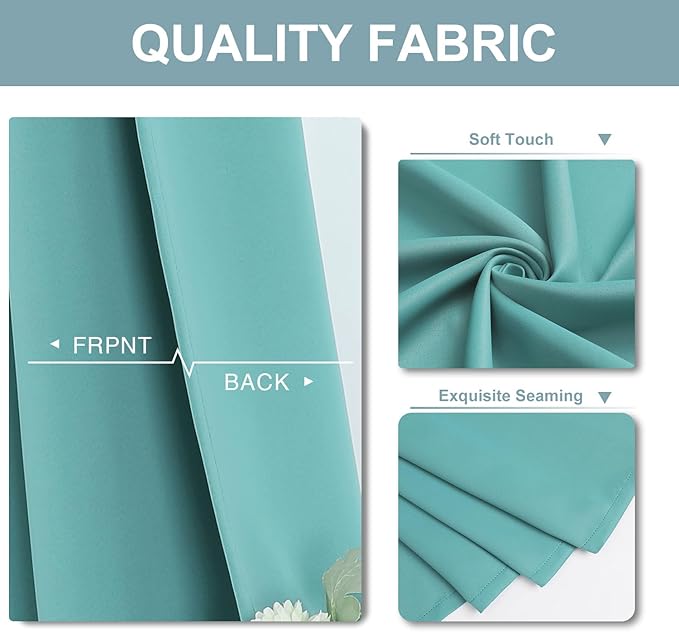 ChrisDowa Blackout Curtains 120 Inches Long for Living Room, Grommet Thermal Insulated Room Darkening Curtains for Bedroom (1 Panel Set, Aqua, 52 x 120 Inch)
