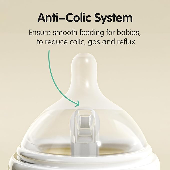 Aynmer Natural Flow Silicone Baby Bottle Nipple for Wide Neck Bottles Level 1, Slow Flow (S) Nipple, 1+ Months, 4 Counts (Pack of 1) BPA-Free