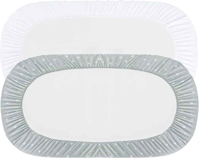 Baby Bassinet Sheets 15" x 30", Fit for Fisher Price Soothing Motions, Rock with Me, Soothing View, Luminate, Dream On Me Lacy, Regalo Baby Basics(Small) Bassinet, Ultra Soft,White & Grey Ball