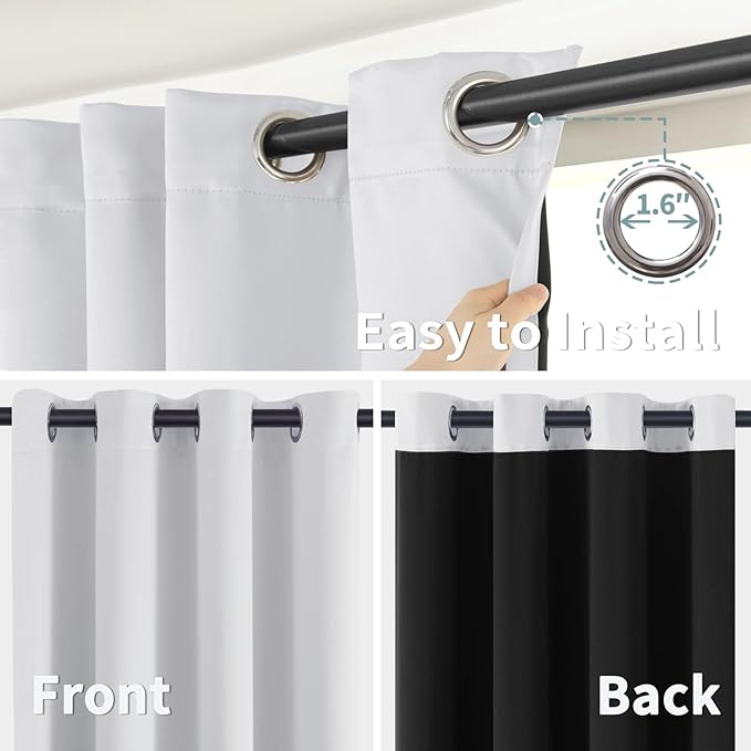 BGment Greyish White 100% Blackout Curtains for Living Room 95 Inch Length 2 Panels, Thermal Insulated Full Light Blocking Energy Save Window Drapes for Nursery Bedroom Darkening, 52 Inch Wide Each