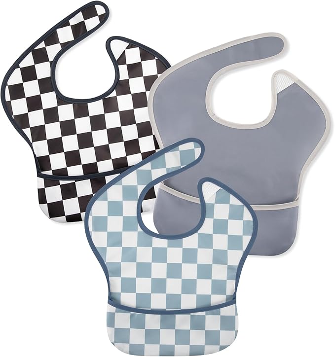 CIVARUA KIDS 3-Pack Waterproof Baby Bibs for Eating - Mess Proof Lightweight Toddler Feeding Bibs with Large Food Catcher