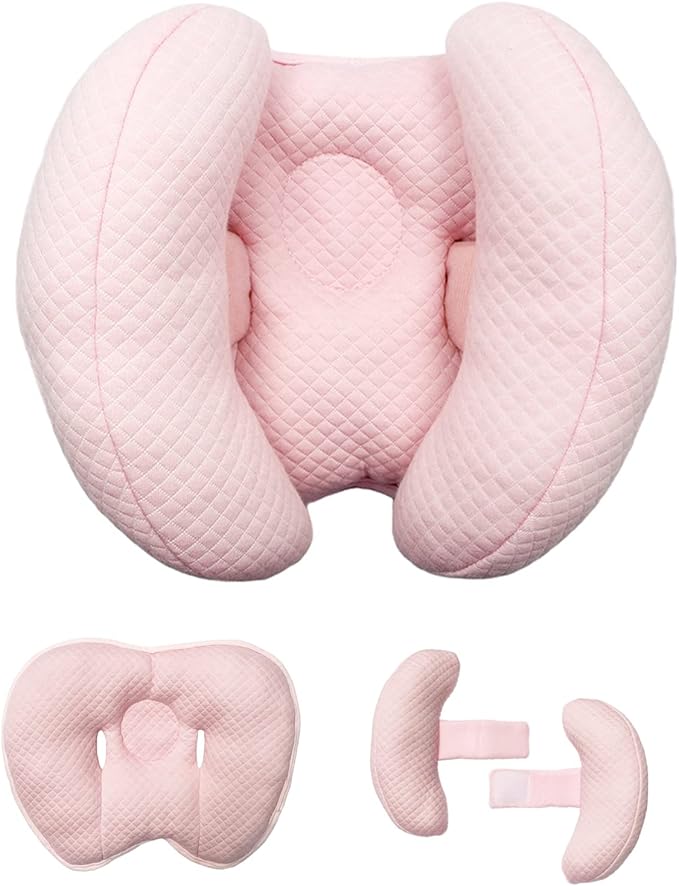Upgrade 2 in 1 Baby Travel Pillow - Banana Shape Adjustable Baby Head Neck Support Car Seat Insert Pillow for Kids,Headrest Pillows for Cars, Pink