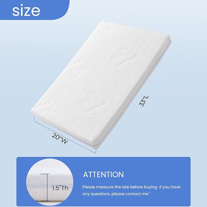 33x20 Bassinet Mattress for MikaMicky: 2" Thick Dual Sided Gel Memory Foam Bassinet Mattress Fit for Mika Micky/KoolerThings/Baby Delight Bassinet