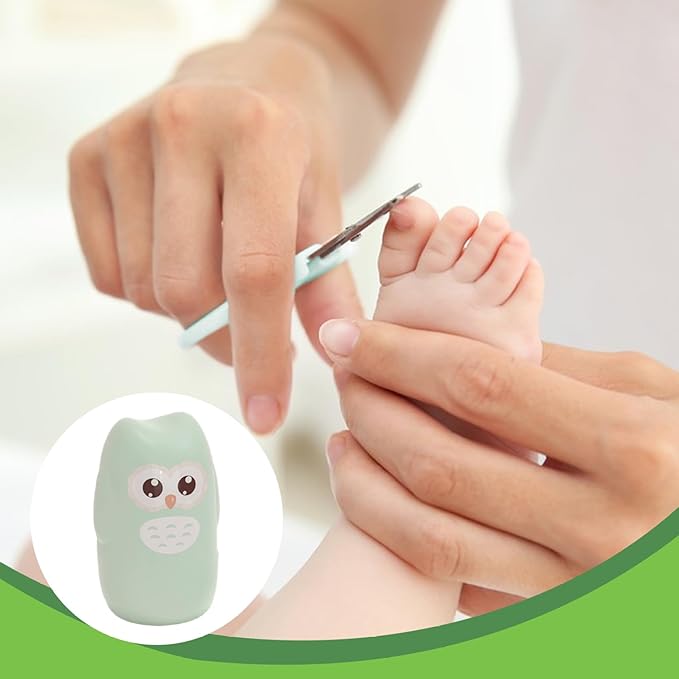 Baby Nail Kit 4 in 1 Cartoon Portable Safe Baby Nail Clippers Set with Cute Owl Case for Newborn, Infant, Toddler