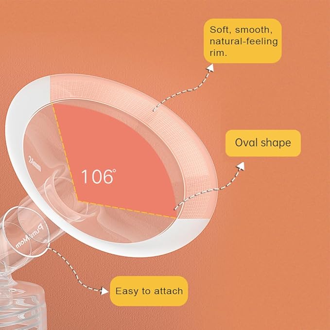 PumpMom-us 21mm Soft Rim Flanges Compatible with Medela Breast Pump PersonalFit, Freestyle, Maxflow, Freestyle Flex Swing Maxi Connectors, Replace 21 Flange Accessories with Wider Opening Angle