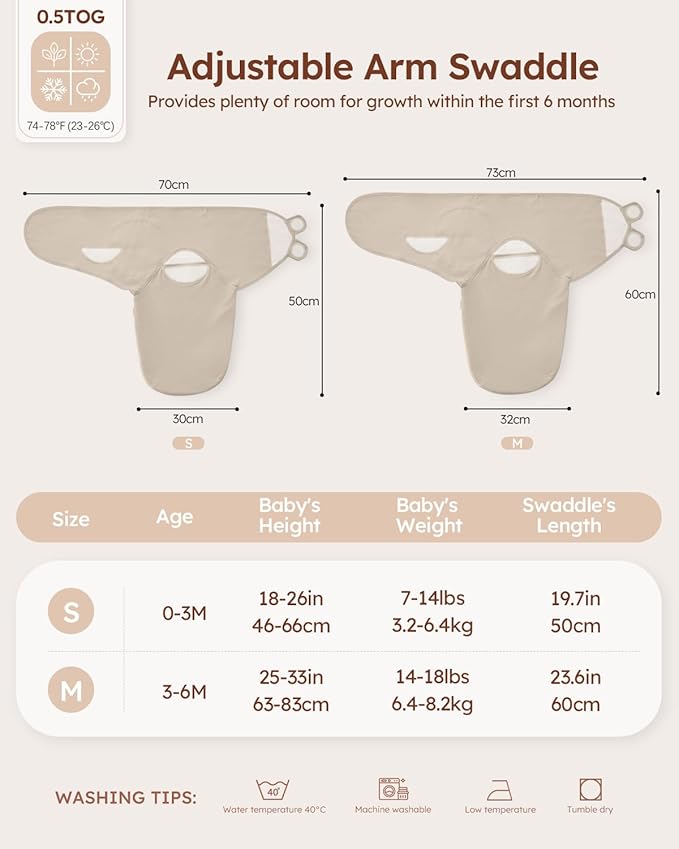 Baby Swaddles for Newborns with Zipper, 100% Cotton Newborn Swaddle Sack, 3 Pack Baby Swaddles 0-3 Months Swaddle Sleep Sack for Newborn Baby Boy Girl Brown Sun