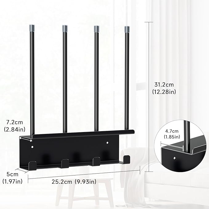 Wall Mounted Water Bottle Drying Rack, Baby Bottle Dryer Rack, Metal Cup Rack Dryer Stand, Mug Holder with Storage Rack, Mug Hooks for Bottle Cap, Bottle Drying Rack for Cups, Plastic Bags (Black)