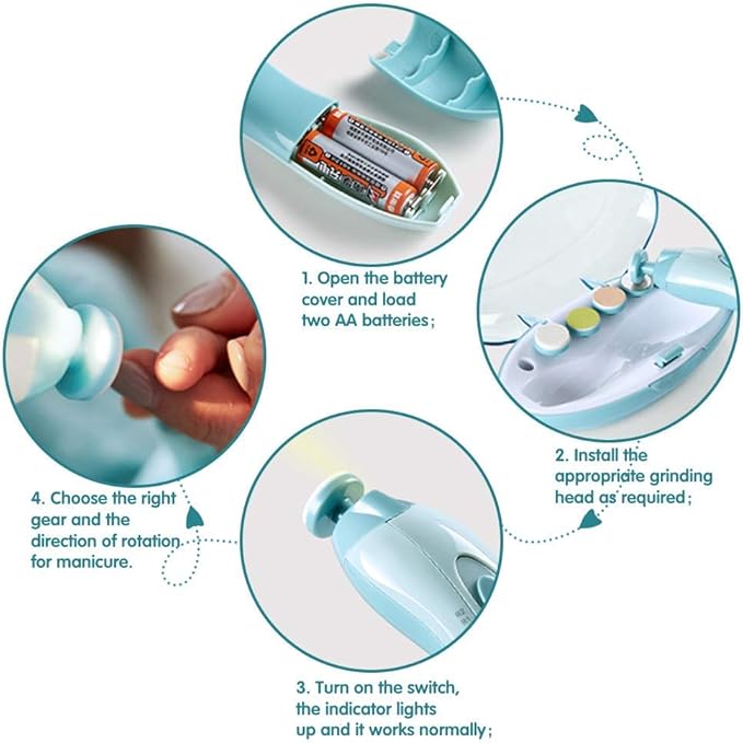 Drarif Baby Nail Trimmer Electric 14 in 1 Manicure Set with four Extras Safe Baby Nail File Kit Portable Quite with LED light. Electric Nail File Baby Finger or Toe Nails, for Baby as well as Mothers.