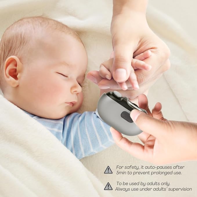 Electric Nail Clipper for Babies, Adults and Seniors, Baby Nail Clippers with Light and Built-in Nail Storage, Safe Baby Nail File and Electric Baby Nail Trimmer, Automatic Electric Nail File