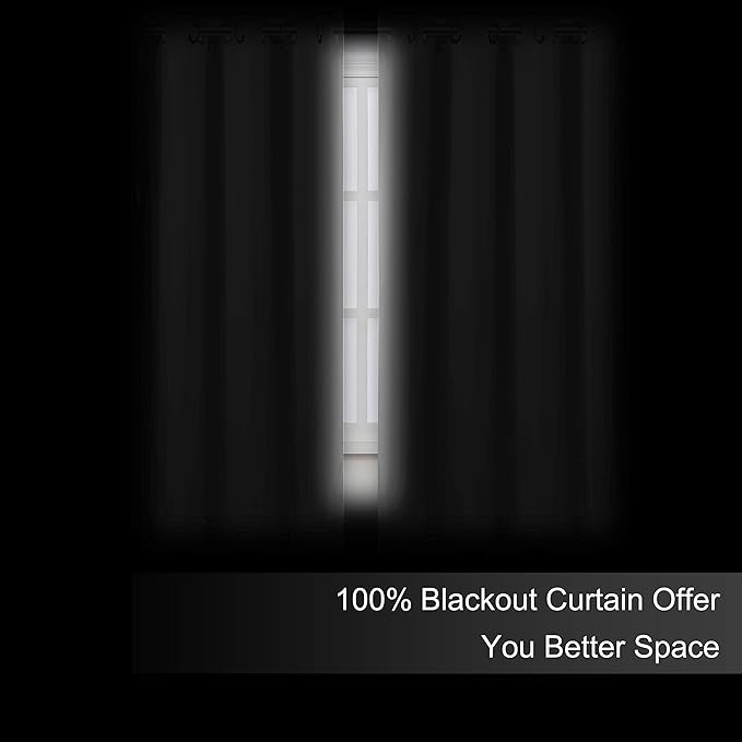 LEMOMO 100% Blackout Curtains 52 x 72 Inch/Light Grey Curtains 2 Panels with Black Lining Room Darkening Thermal Insulated Bedroom Curtains