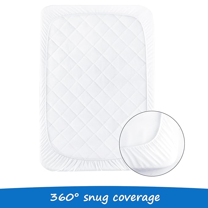 Bassinet Mattress Pad Cover Fit for Graco Travel Lite Crib/Guava Lotus/Maxi-COSI Swift Lightweight Portable, Waterproof Bassinet Mattress Protector Quilted (20" x 28") 2 Pack