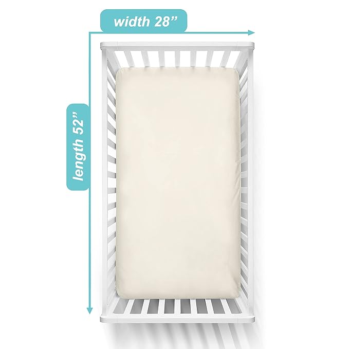 American Baby Company 2 Pack 100% Natural Cotton Fitted Crib Sheets 52" x 28" - Soft, Breathable, Hypoallergenic & Gentle Toddler Bed Sheets, Cream, Neutral for Boys & Girls