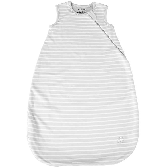 Woolino Merino Wool and Organic Cotton Baby Sleep Bag - 4 Season Classic Sleep Sack for Baby - Two-Way Zipper Sleeping Bag for Baby and Toddler - 6-18 Months - Gray