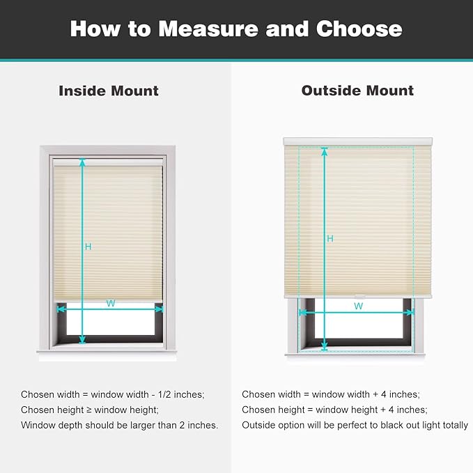 Changshade Cordless Cellular Shades, Light Filtering Honeycomb Shades for Windows, Pull Down Pleated Blinds, Easy to Install for Indoor Windows and French Doors,30" W x 48" H, Beige