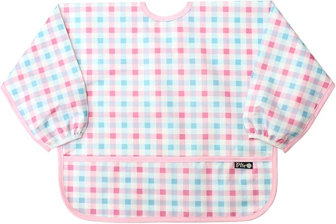 Plie Long Sleeve Waterproof Bib for Toddlers – Soft Feeding Smock for Baby Mealtime, Self-Feeding, BPA-Free, Easy Clean