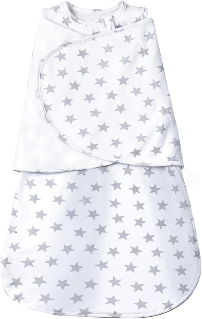 Baby Swaddle,Sleep Sack 6-12 Months,Adjustable WearableTransition Blanket,Miracle Swaddles for Babies Large,100% Cotton(Gray Stats)