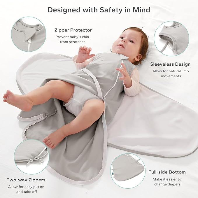 LILBESTIE Baby Swaddle Sleep Sack, 1.0 Tog New-Parent-Friendly Swaddle for Newborns & infant 0-6 Months Baby Wearable Blanket Reduce Startle Reflex, Newborn Boys Girls Registry Essentials
