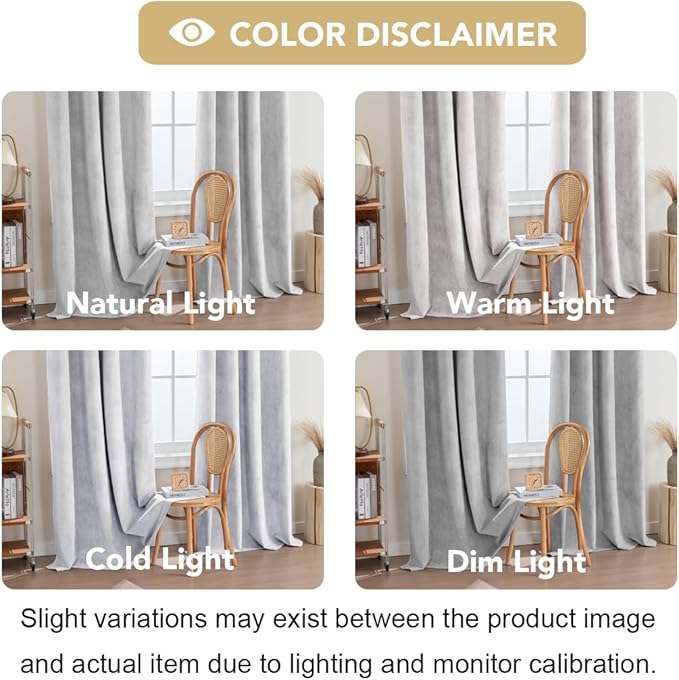 H.VERSAILTEX Velvet 100% Blackout Curtains for Living Room Full Light Blocking Curtains Thermal Insulated Room Window Drapes Soft Luxury Curtains Grommet Top 2 Panels (55" W x 108" L, Glacier Gray)