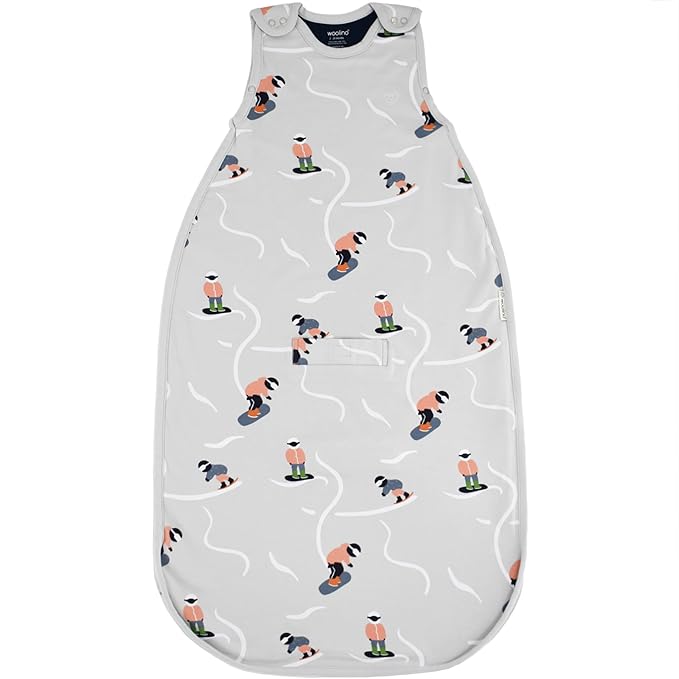 Woolino Merino Wool & Organic Cotton Baby Sleep Sack 2-24 Months – Ultimate 4-Season Baby Sleeping Bag, Universal Size Wearable Blanket, 2-Way Zipper & Adjustable Fit, Year-Round Use - Snowboarder