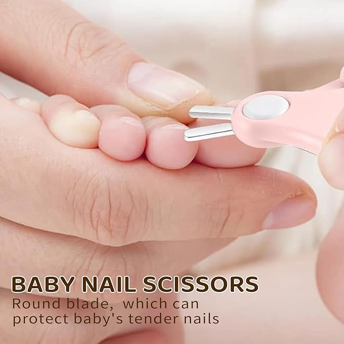 Baby Nail Kit with Cute Owl Case – Newborn Manicure & Pedicure Set with Nail Clipper, Scissors, File & Tweezers for Infant and Toddler Care (Gift for Mom) (Pink)