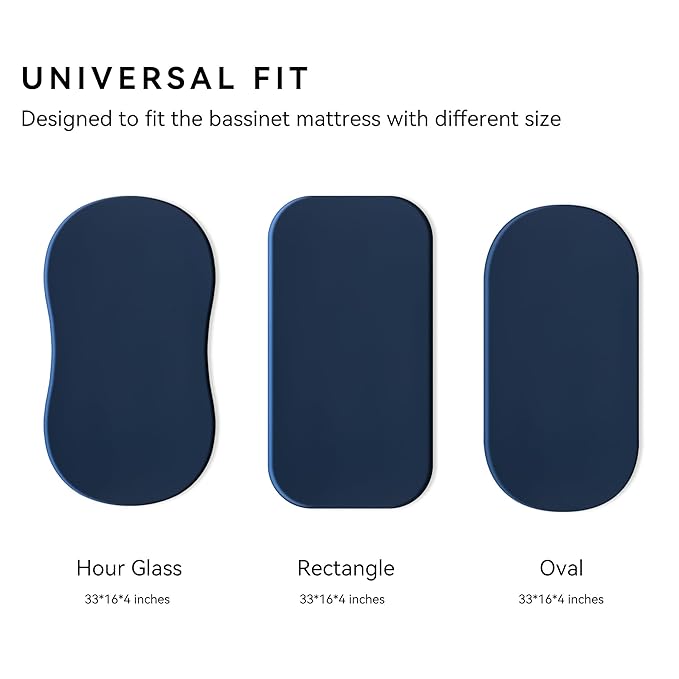 TILLYOU Baby Bassinet Sheets for Girls Boys 2 Pack Baby Sheets for Square Rectangle Oval Bassinet Mattress 33X16 Inch, Adventure and Dark Blue