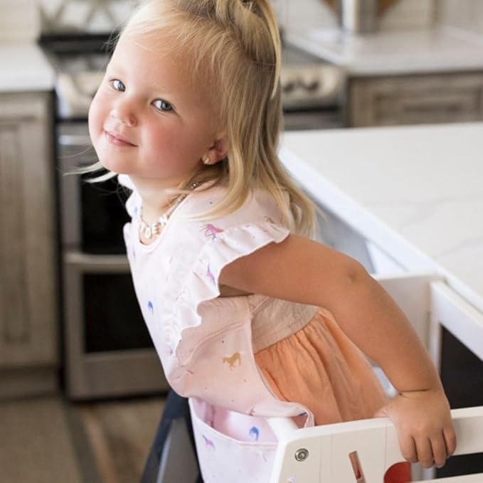 Tiny Twinkle Mess Proof Baby Bib for Girls | Waterproof Toddler Bib for Eating | Baby Apron for Feeding | Machine Washable | Perfect Shower Gift (Unicorn Confetti, 2-4Y)