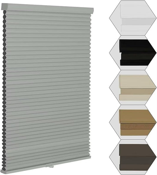 MYshade Cordless Blackout Window Blinds & Shades Pull Down Room Darkening Window Shades Light Blocking Honeycomb Cellular Shade for Indoor Windows Easy to Install 30.5 inch Wide, H72 Grey Blinds