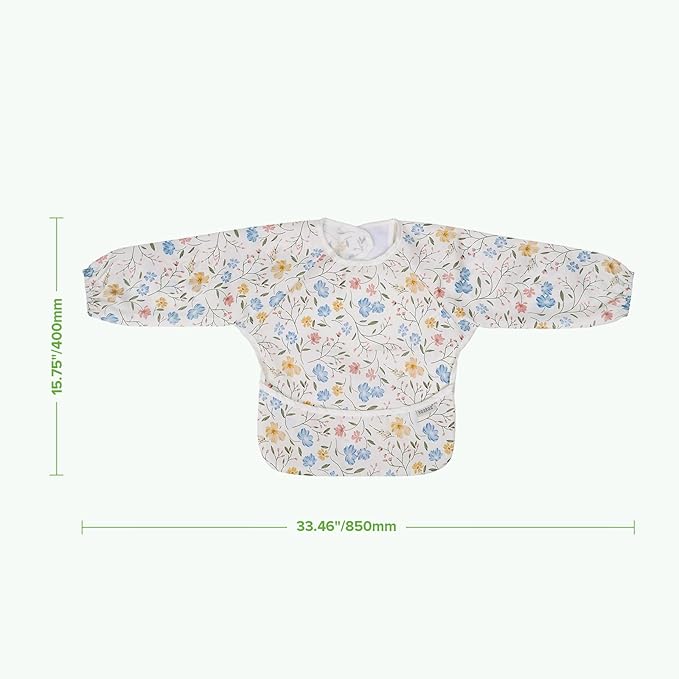 haakaa Long Sleeve Baby Bib, Waterproof & Adjustable Baby Smock Bib for Eating, Painting & Play, Easy Wipe Clean, 6–24M