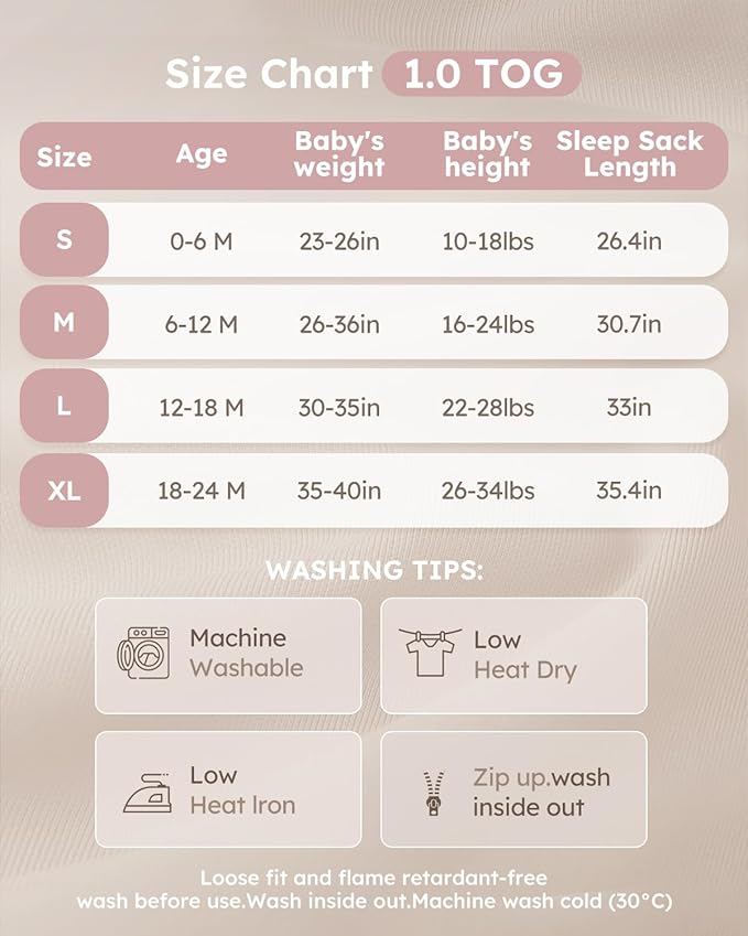 Yoofoss Rayon Made from Bamboo Baby Sleep Sack 12-18 Months 1.0 Tog Baby Wearable Blanket, Super Soft Infant Toddler Sleeping Sack 2-Way Zipper