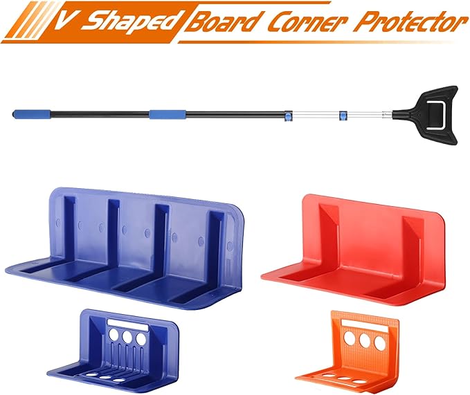 LLCC 9.8ft V Shaped Board Corner Protector Extension Handle, Edge Protector Pole for Flatbed, Adjustable V Edge Guards Handle (4.76ft→9.8ft, 1 Pack)