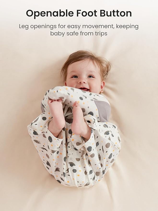 GROWNSY Transitional Swaddle Sleep Sack 6-12 Months, Starfish Design Baby Swaddle Sack, Dual-Zipper for Easy Diaper Changes, Proper Hip Development & Openable Foot Button, 19-27 lbs, Space Tourism