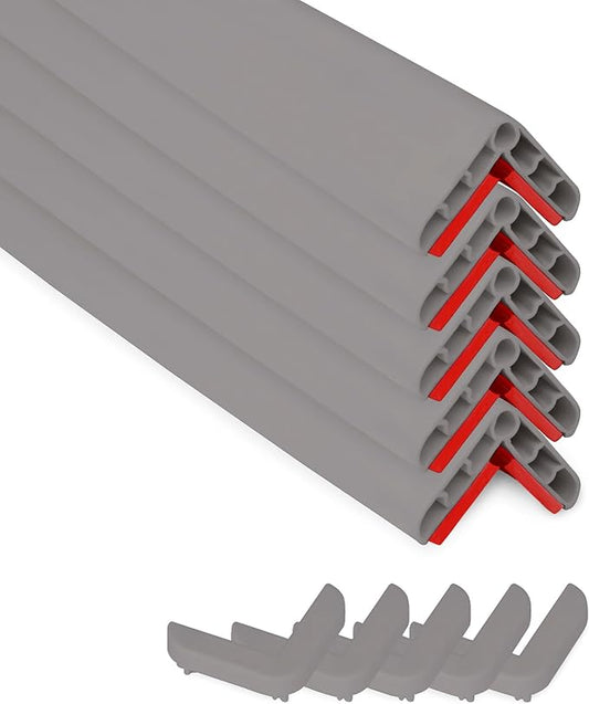 Rubber Bond Wall Corner Guard Edge Protector, 1x1x36 inch Baby Proofing Corner Guards | Self-Adhesive Furniture Edge Strips for Home & Office (5 Pack, Gray)