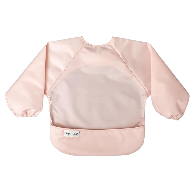 Tiny Twinkle Long Sleeve Bib for Babies & Toddlers | 2-Pack Waterproof Smock Bib for Eating | Machine Washable & Mess-Proof Feeding Essentials | Newborn Shower Gift (Rose Burgundy,6–24M)