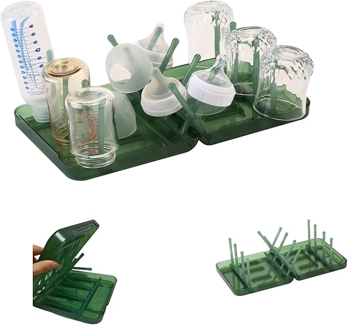 WHNL Travel Bottle Drying Rack Space Saving,Foldable Bottle Drying Rack with 16 Ribs,Portable Baby Bottle Drying Rack for Bottles,Breast Pumps and Other Feeding Accessories,Widely Used Daily Basis
