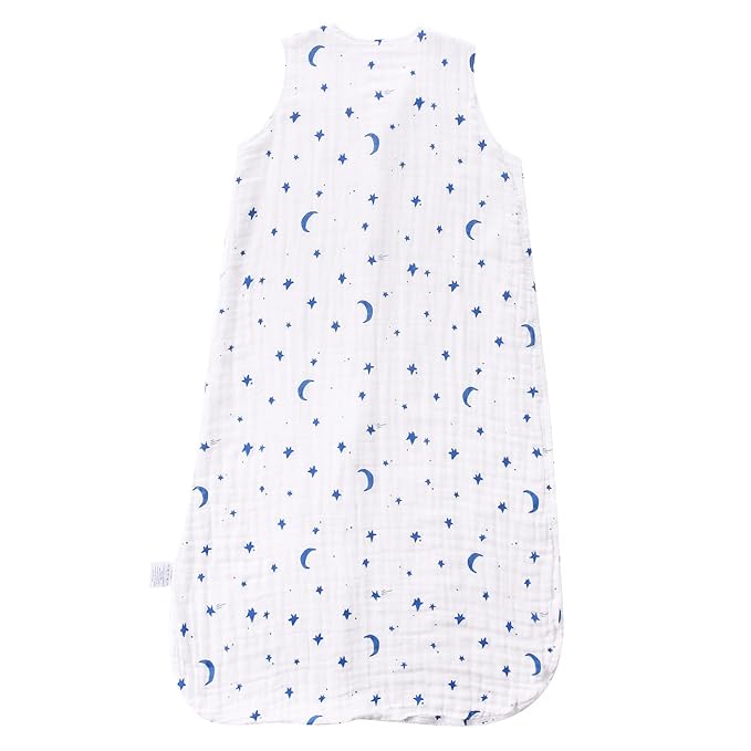 TADO MUSLIN Toddler Sleep Sack 2-4T, 0.5 TOG Lightweight Wearable Blanket, 100% Organic Cotton Muslin, Sleeveless, 2-Way YKK Zipper, OEKO-TEX Certified, Star Moon