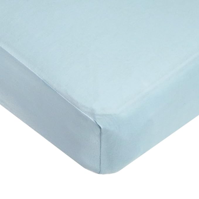 American Baby Company 2 Pack 100% Natural Cotton Fitted Crib Sheets 52" x 28" - Soft, Breathable, Hypoallergenic & Gentle Toddler Bed Sheets, Blue and White, Neutral for Boys & Girls