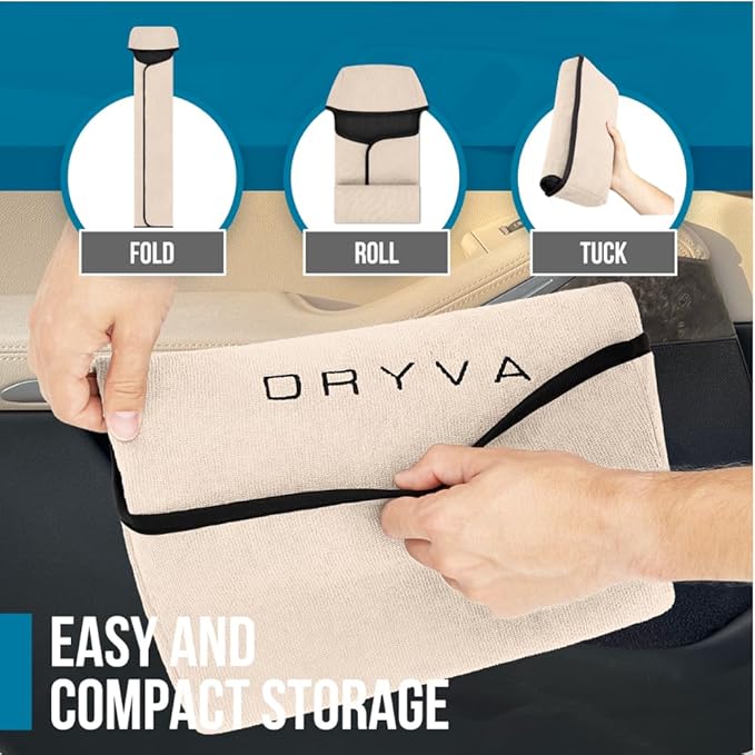 DryvaSeat - Premium Microfiber Towel Car Seat Cover - Waterproof & Sweatproof - Universal Fit, Machine Washable, Non-Slip - Seat Protector for Car, Truck, SUV, Van (Beige, 1 Pack)