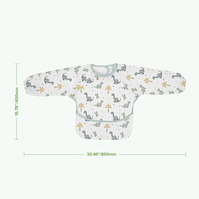 haakaa Long Sleeve Baby Bib, Waterproof & Adjustable Baby Smock Bib for Eating, Painting & Play, Easy Wipe Clean, 6–24M