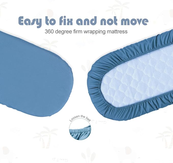 4 Pack Bassinet Sheets 21" x 35" Compatible with Amke, Ezebaby, Evolur Stellar and Mereryi Baby Bassinet, Soft and Skin-Friendly, Blue and Color Rainbow