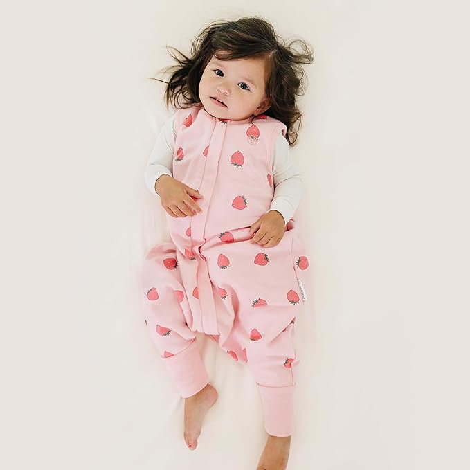 Woolino 4 Season Baby Sleep Bag with Feet Opening, Australian Merino Wool and Organic Cotton, Toddler Sleeping Bag, 18-36mo, Strawberry