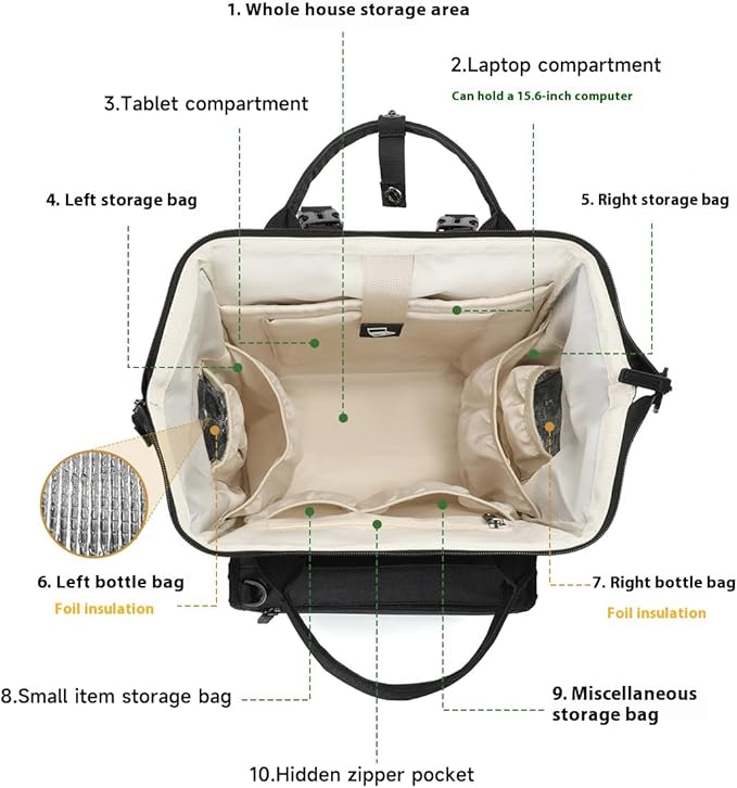 Diaper Bag Backpack for Extended Trips, Detachable Changing Pad, Large Opening Multifunctional (Gray)