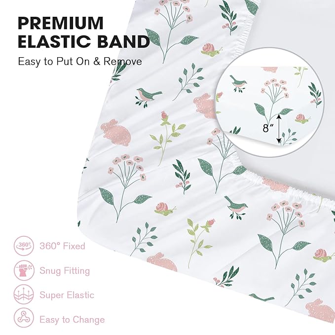 Little Grape Land Crib Sheets for Girls and Boys, 2pk Baby Crib Fitted Sheet for Standard Size Crib and Toddler Mattress, Super Soft Baby Sheet (Little Bunny)