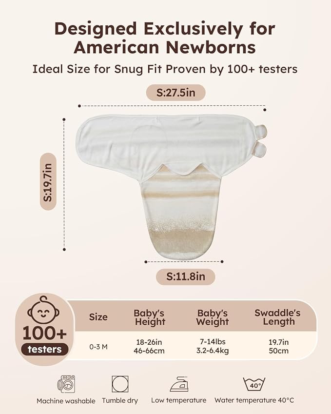 Yoofoss Baby Swaddles for Newborns 100% Organic Cotton, Adjustable Swaddle 0-3 Months 2 Zippers Newborn Swaddle Sack, Breathable Soft Durable