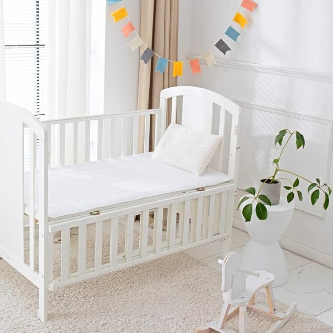 2 Pack Waterproof Crib Pad, 27" x 50", Reusable Incontinence Flannel Crib Protector for Baby, Toddler, Elders and Pets - White