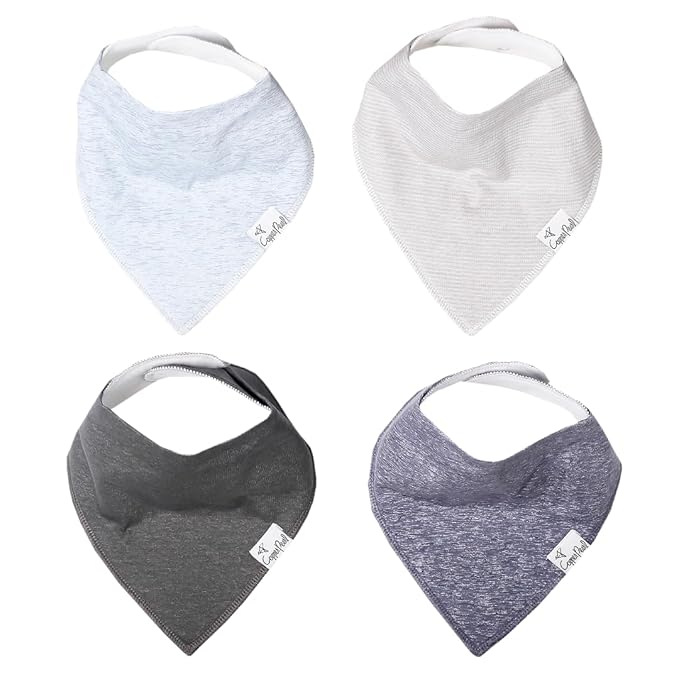 Copper Pearl 4 Pack Soft Cotton Baby Bibs for Drooling and Teething, Absorbent Drool Bibs for Baby Girl and Boy, Adjustable to Fit Newborns to Toddlers, Tons of Styles (Lennon)