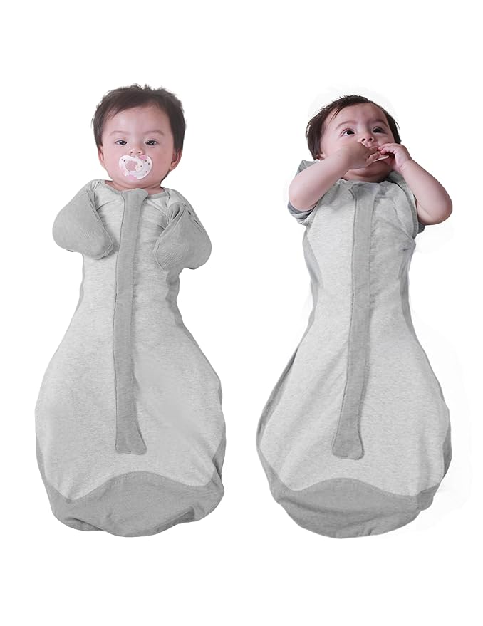 BABELIO Baby Swaddle Temp-Sensing Detachable Zip Sleeves Transitional Swaddle 2-Way Zipper Infant Sleep Sack 3-6 Month Dark Gray
