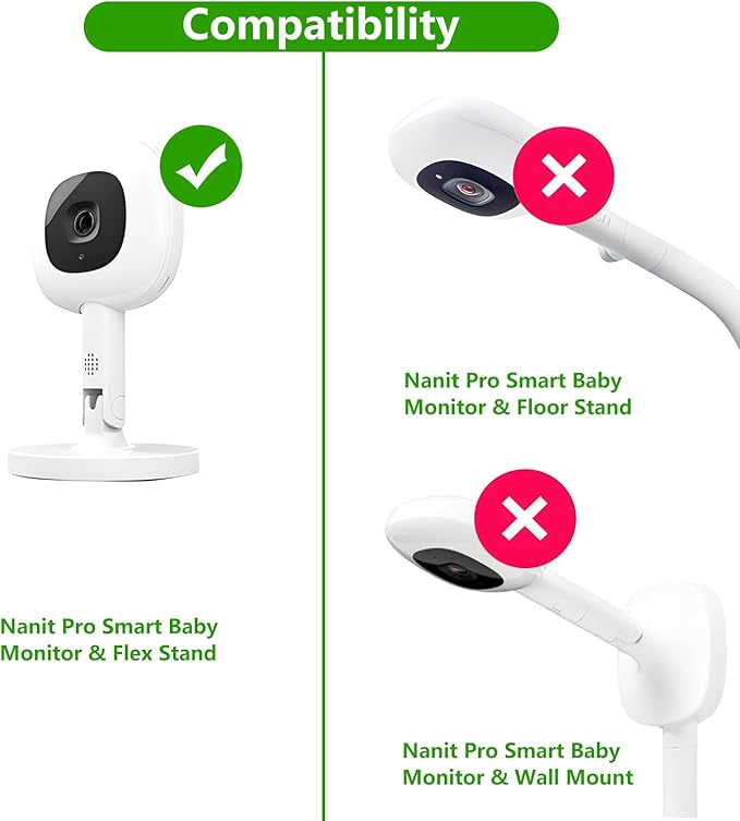 wochel Adjustable Baby Monitor Mount Compatible with Nanit Pro Smart Baby Monitor & Flex Stand Nanit Baby Monitor, Baby Camera Wall Mount with Perfect View Angle and Easy to Install