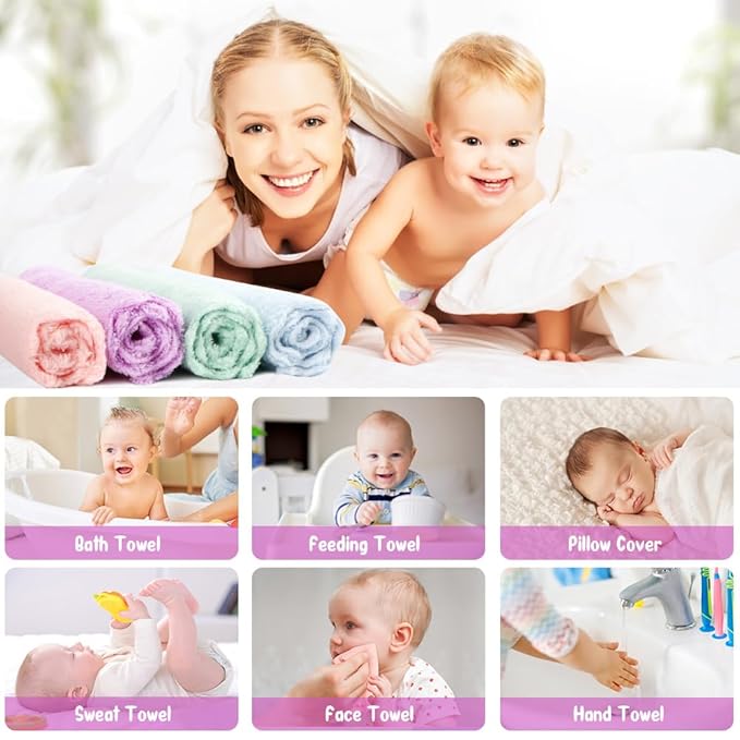 Orighty Baby Washcloths 12 Pack, Microfiber Coral Fleece Baby Face Towels, Soft and Absorbent Wash Cloths for Newborns, Infants and Toddlers, Gentle on Delicate Skin for Face Hands and Body, 7x9 Inch