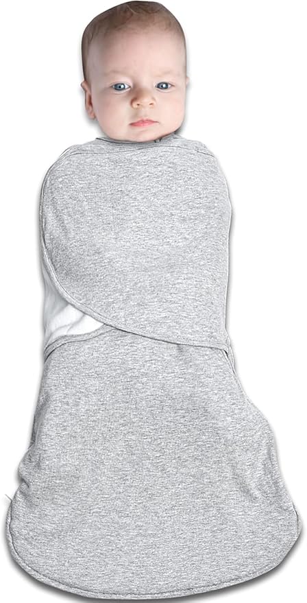 Baby Swaddle,Sleep Sack 6-12 Months,Adjustable Wearable Transition Blanket,Miracle Swaddles for Babies Large,100% Cotton(Gray)